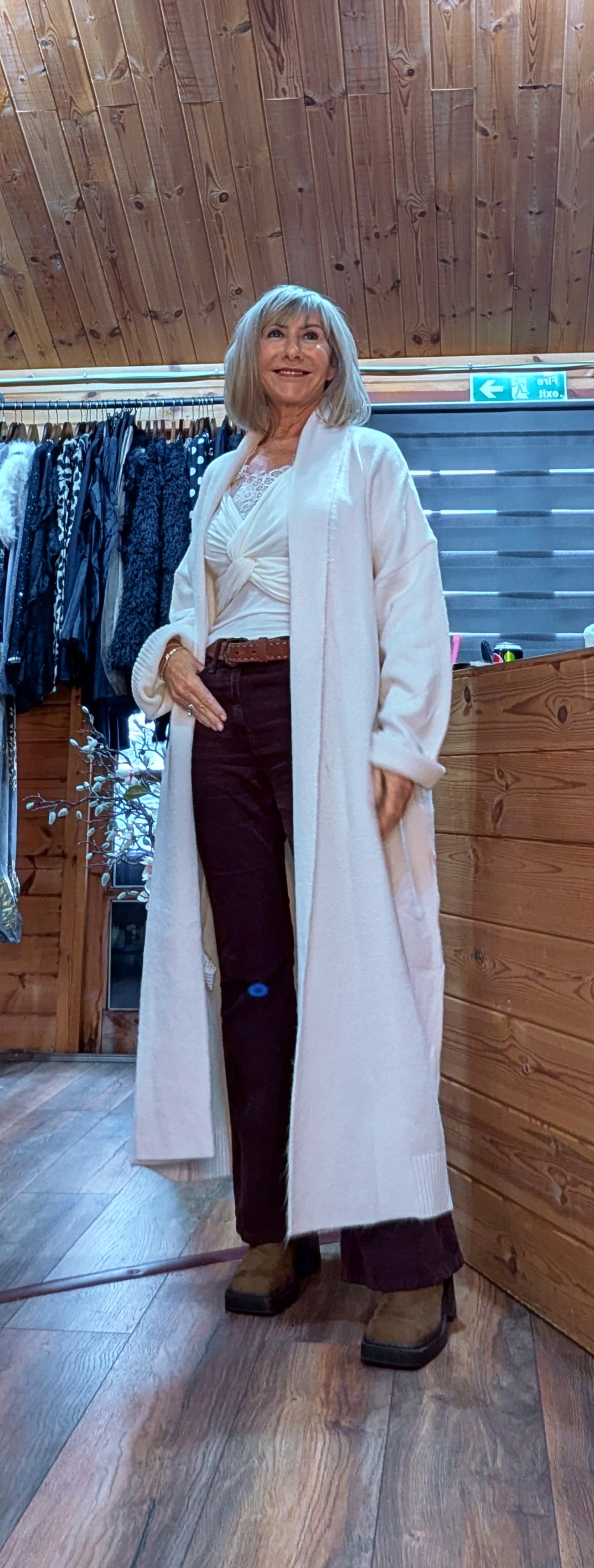 Lara Chunky Oversized Long Cardigan- Ivory