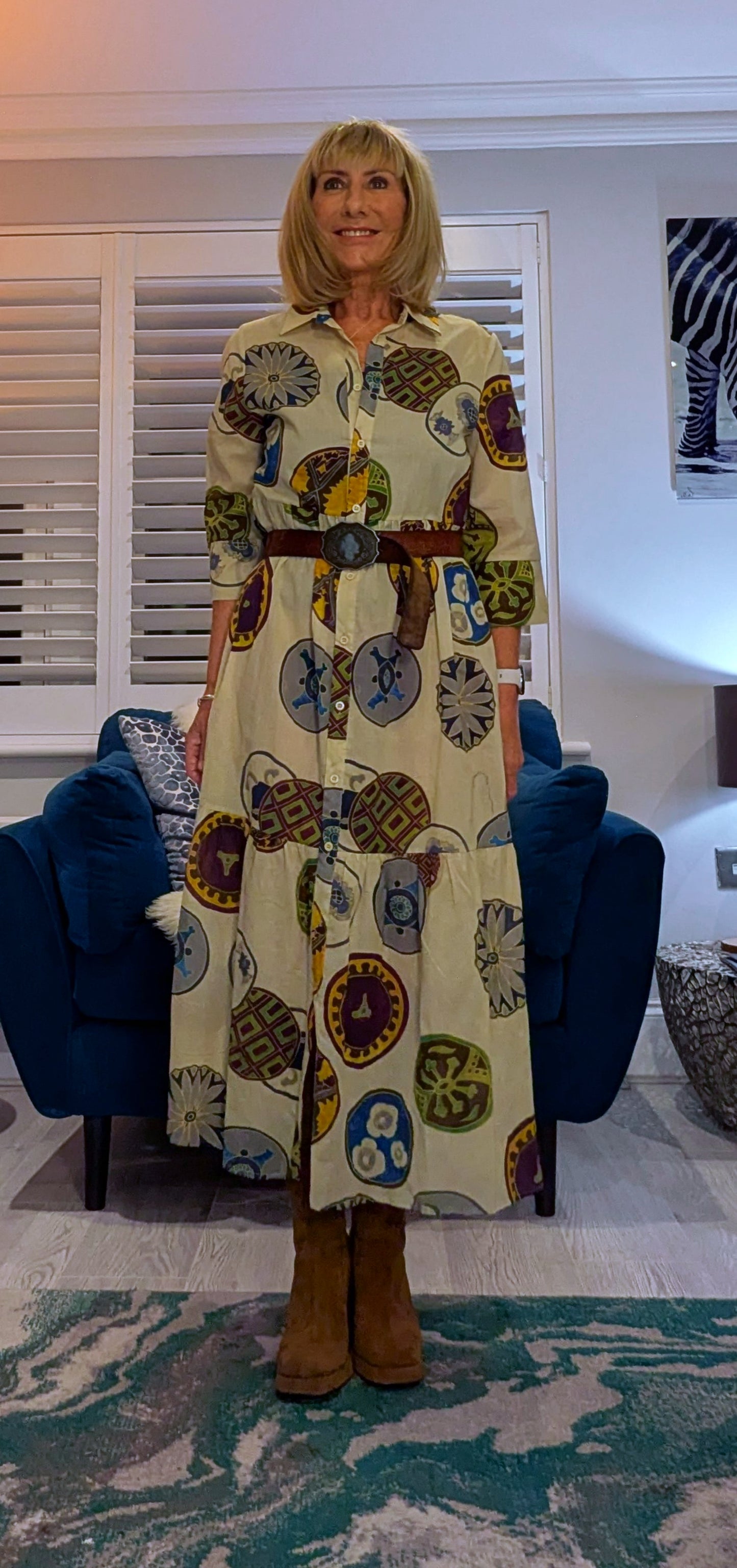 Pandora Dress– Bold Multicolour Cotton Maxi Print
