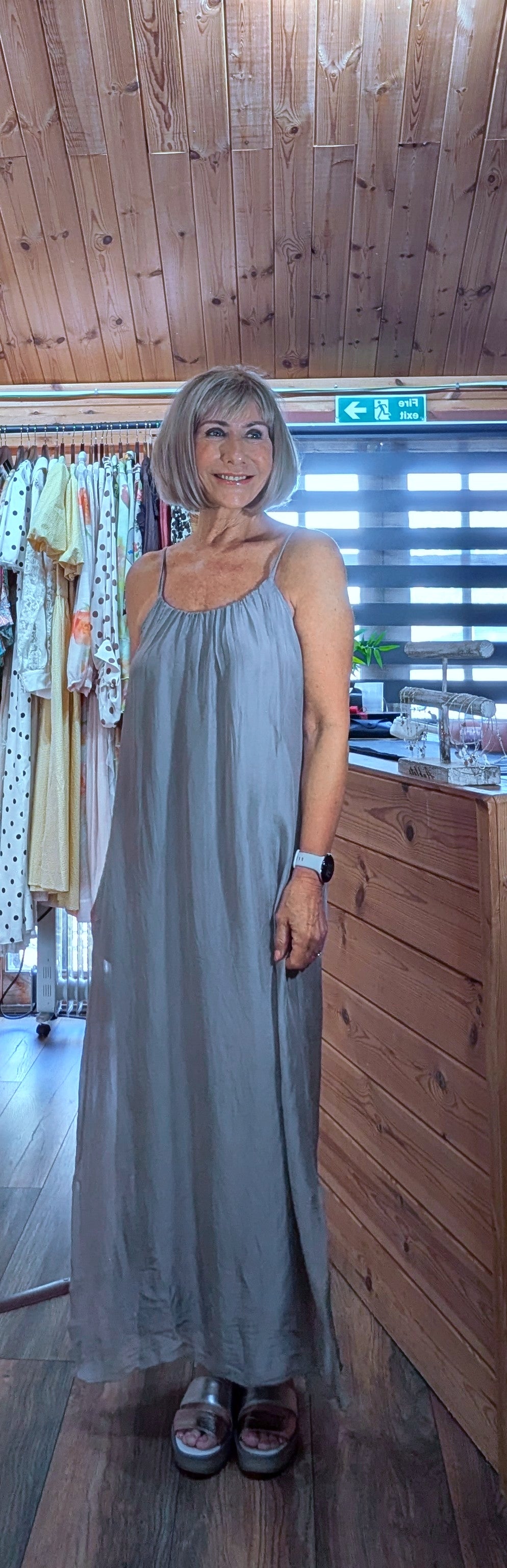Josie Silk Blend Maxi Sun- Dress – Taupe