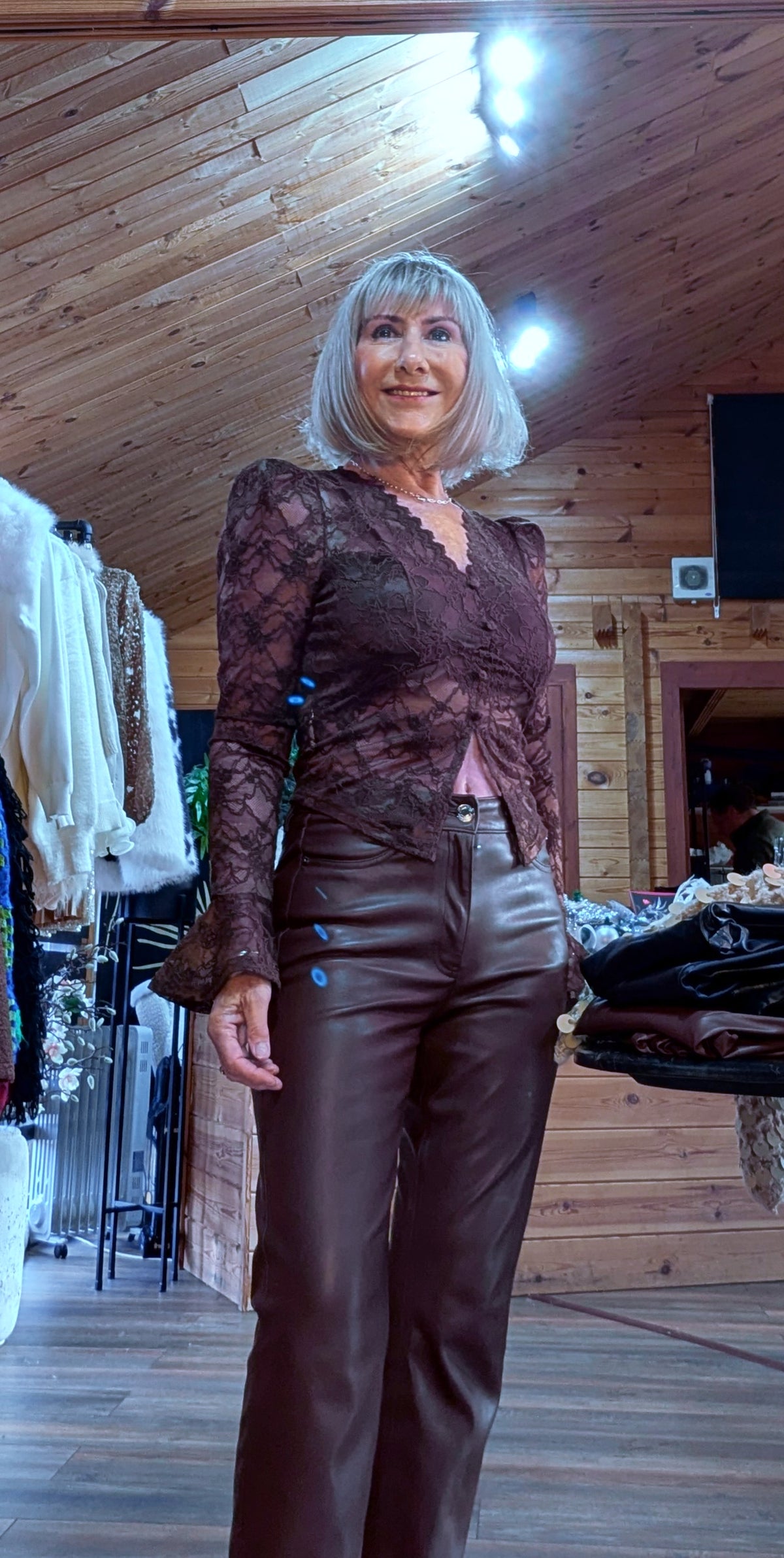 Lace party Top with trumpet sleeves