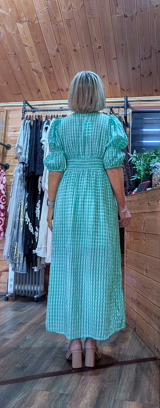 Wanda Bohemian Green Midi Dress – Cottage Core Style rear view
