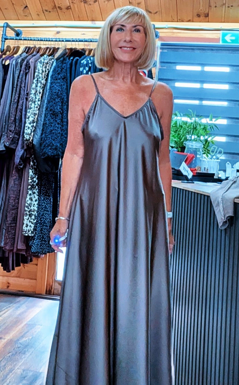 Marie Knit Top & Satin Slip Dress Set – Mocha