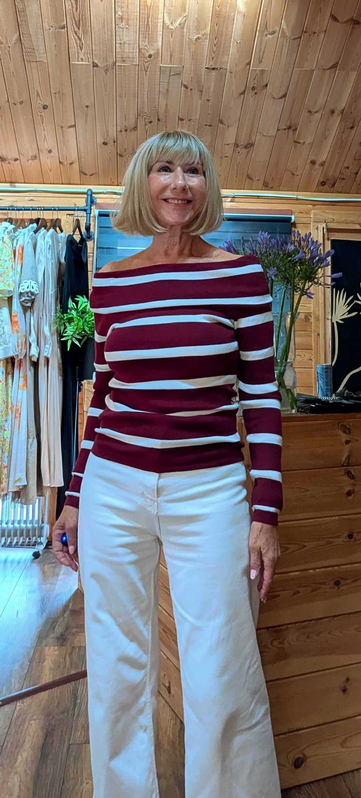 Wisty Burgundy Bardot Top