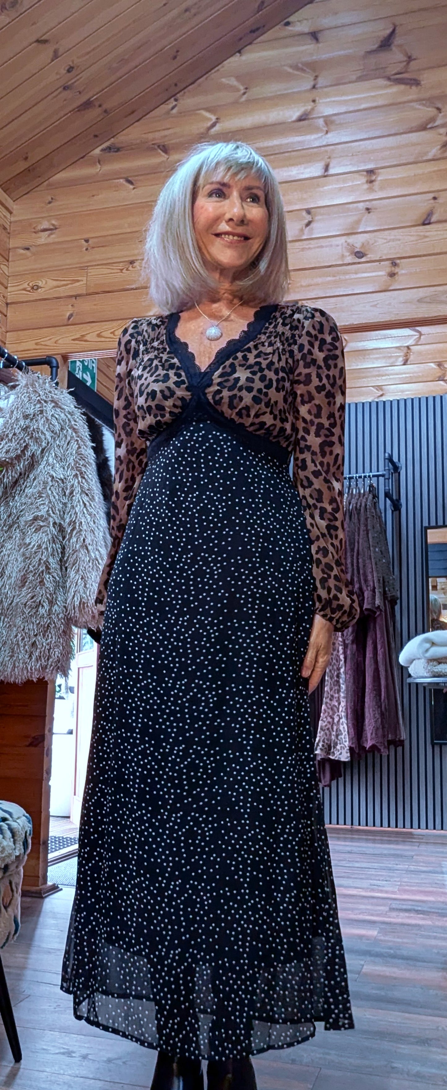 Ivanna Statement Midi Dress – Leopard Print - Polka Dot