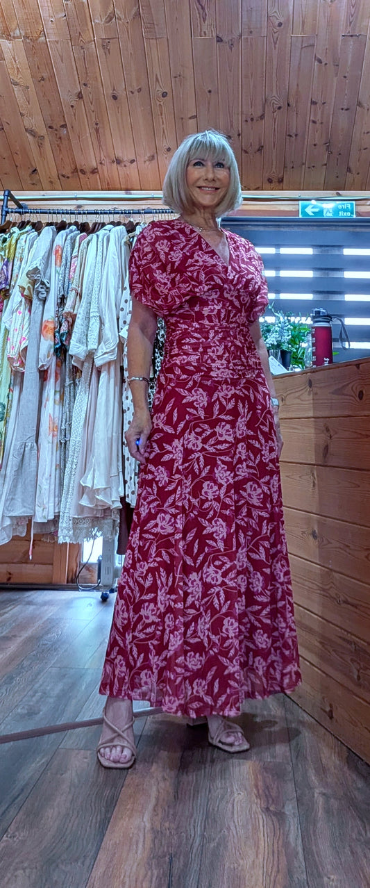 Valentina Floral Drape Maxi Dress – Summer Dress