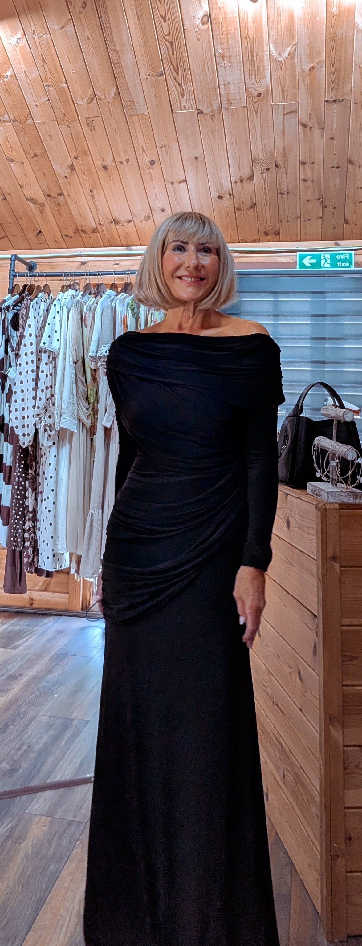 Goddiva Tilda Black Off-Shoulder Maxi Dress