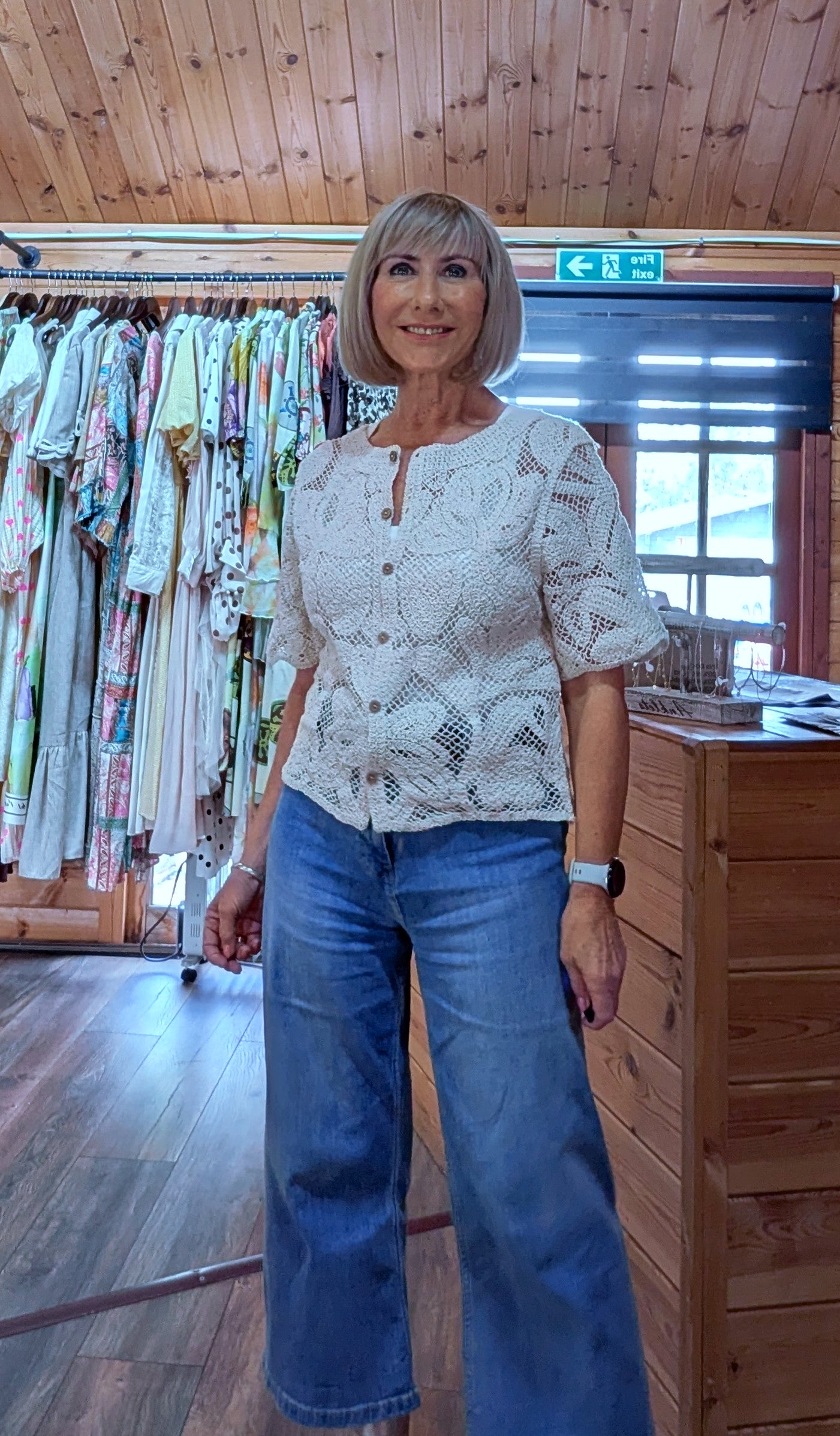 Fia Crochet Cardigan Ecru
