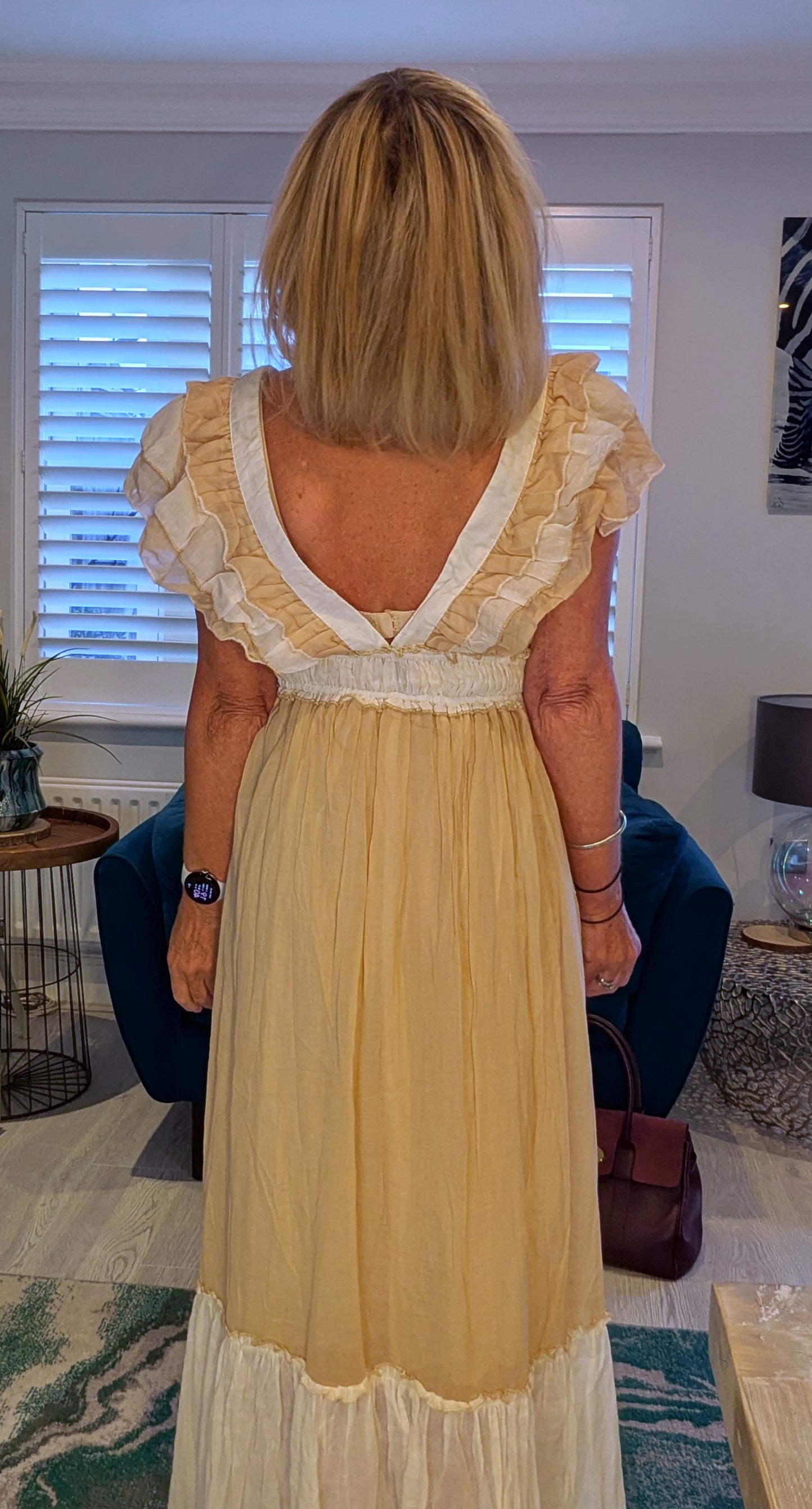 Thea Bohemian Dress in Cream and White with Tassels