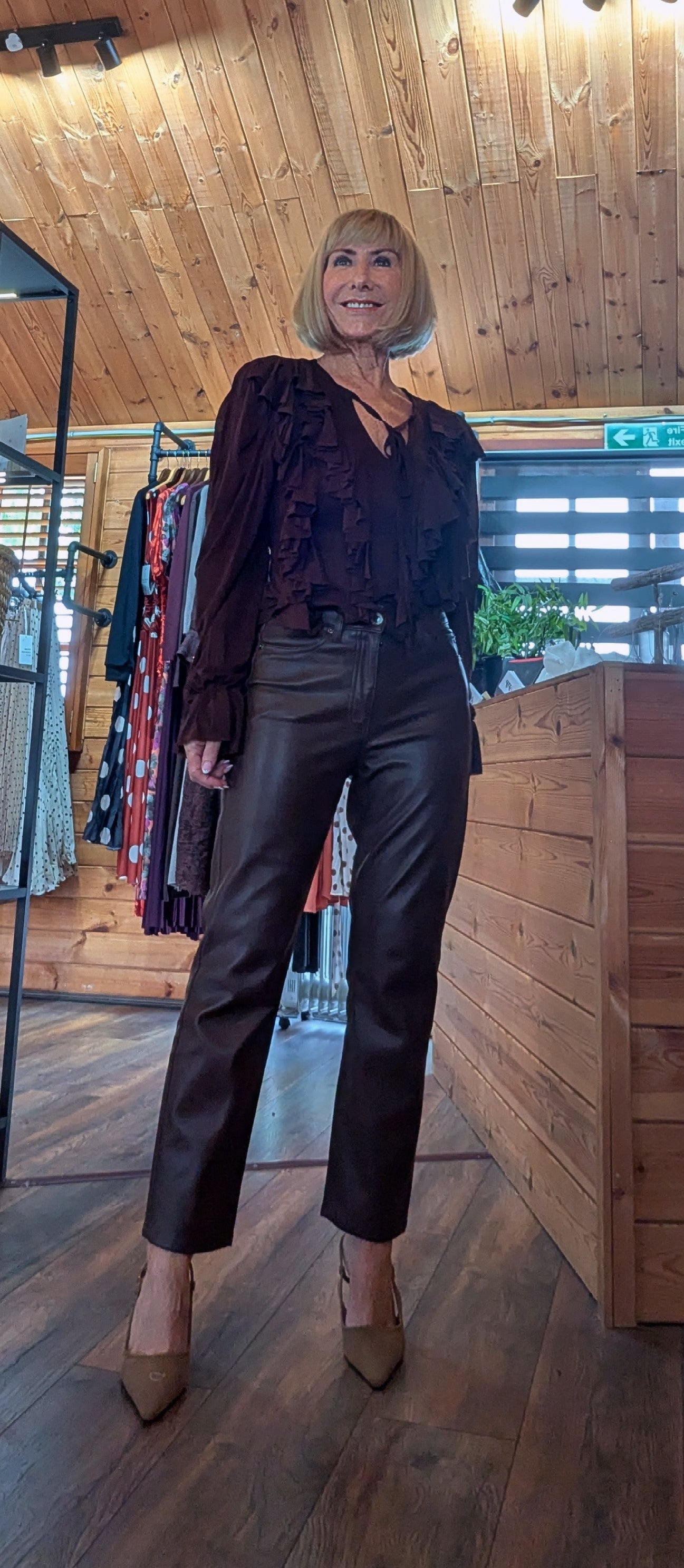 Parker Ruffle Blouse in Chocolate or Cream