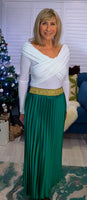 Trinny Pleated Midi Skirt in Apple Green