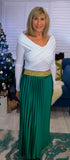 Trinny Pleated Midi Skirt in Apple Green