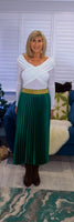 Trinny Pleated Midi Skirt in Apple Green