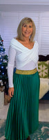 Trinny Pleated Midi Skirt in Apple Green