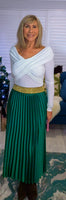 Trinny Pleated Midi Skirt in Apple Green