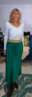 Trinny Pleated Midi Skirt in Apple Green