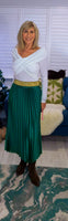 Trinny Pleated Midi Skirt in Apple Green