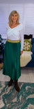 Trinny Pleated Midi Skirt in Apple Green