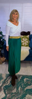 Trinny Pleated Midi Skirt in Apple Green