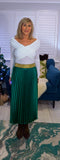 Trinny Pleated Midi Skirt in Apple Green