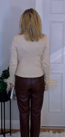 Gigi Feather Sweater  Beige