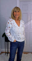 Lana Crochet Cardigan White