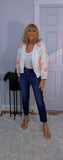 Rose Cardigan – Chunky White Knit with 3D Embroidered Roses, One Size
