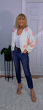 Rose Cardigan – Chunky White Knit with 3D Embroidered Roses, One Size