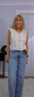 Iona Crochet Sleeveless Cardigan – Lightweight Cotton Layering