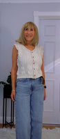 Iona Crochet Sleeveless Cardigan – Lightweight Cotton Layering