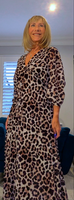 Gaynor Leopard Print Pleated Maxi Dress – Chiffon Feel with V-Neck