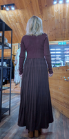 Haley Sweater Dress – High Neck with Pleated Maxi Skirt in Coffee Colour