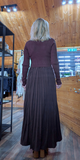 Haley Sweater Dress – High Neck with Pleated Maxi Skirt in Coffee Colour