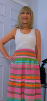 Nola Bohemian Tiered Skirt & Strapless Dress – Pink & Green with Shirred Waistband