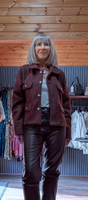 Collette Bouclé Jacket – Chocolate with Gold Button Detail