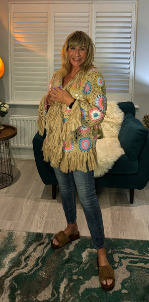 Ora Crochet Cardigan Beige