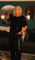 Anaise Sparkly Top Black Short Sleeve