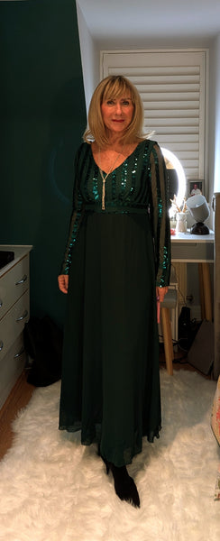 Robyn Sequin Dress  Emerald Green