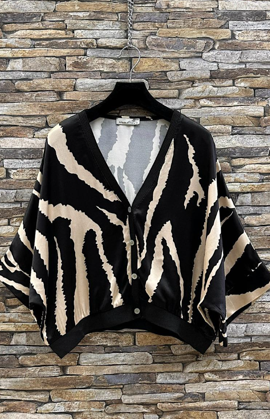 Amora Silky feel black and ivory cardigan for Autumn