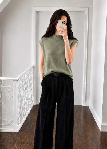 Colleen Olive Wool blend cardigan with tie neck 