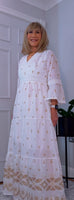 Jasmine Boho Embroidered Dress – White Viscose Summer Style