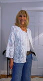Lois White or Ecru Embroidered  Cotton Boho Blouse