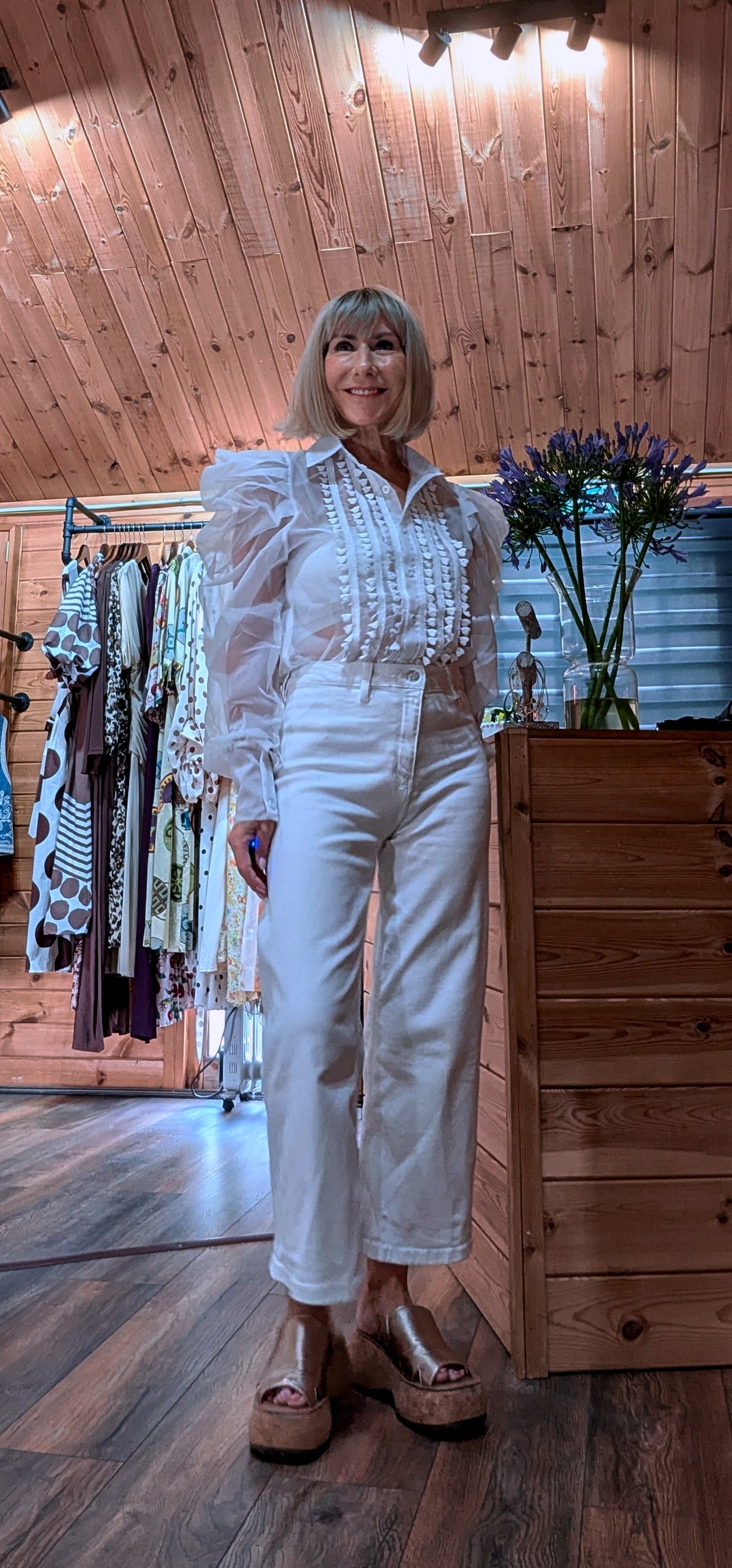 Lucille lightweight white  blouse available in UK sizes 8 to 14.