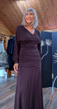 Aspen Ruched Dress – Autumnal Rust with Drop Waist & Slash Neck