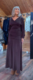 Aspen Ruched Dress – Autumnal Rust with Drop Waist & Slash Neck