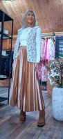 Rula Pleated Midi Skirt – Silky Feel with Chunky Waistband