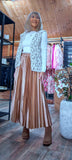 Rula Pleated Midi Skirt – Silky Feel with Chunky Waistband