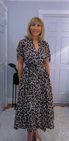 Libra Animal Print Shirt  Midi Dress