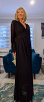 Charity Statement Dress –Slight  Plunge Front with Chunky Waist & Frill Cuffs