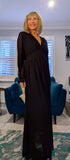 Charity Statement Dress –Slight  Plunge Front with Chunky Waist & Frill Cuffs