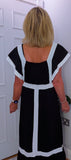 Waverley  Dress – Black Midi Dress with White Block Edge